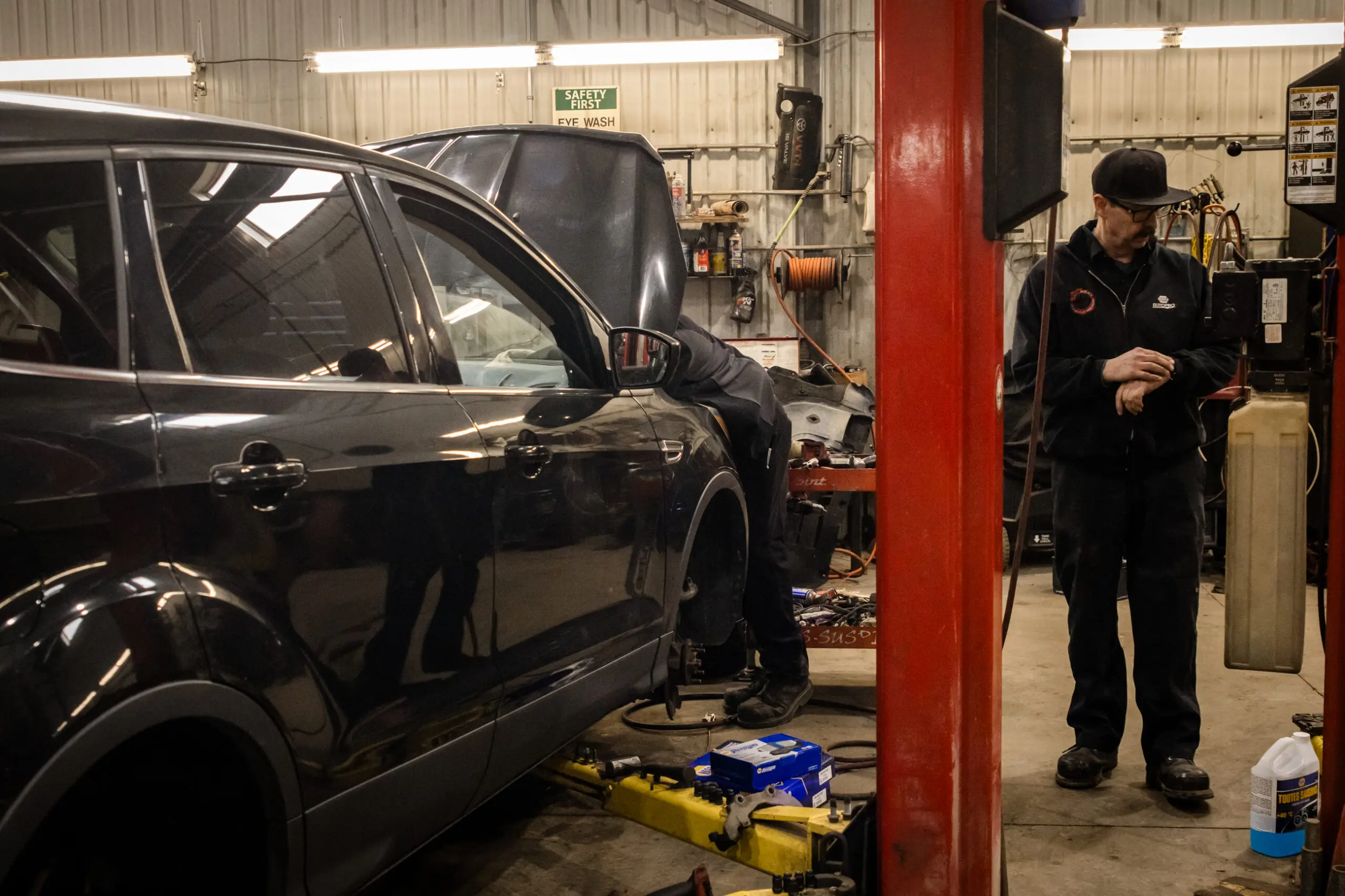 Vehicle visiting a trusted mechanic in Red Deer for post winter repairs